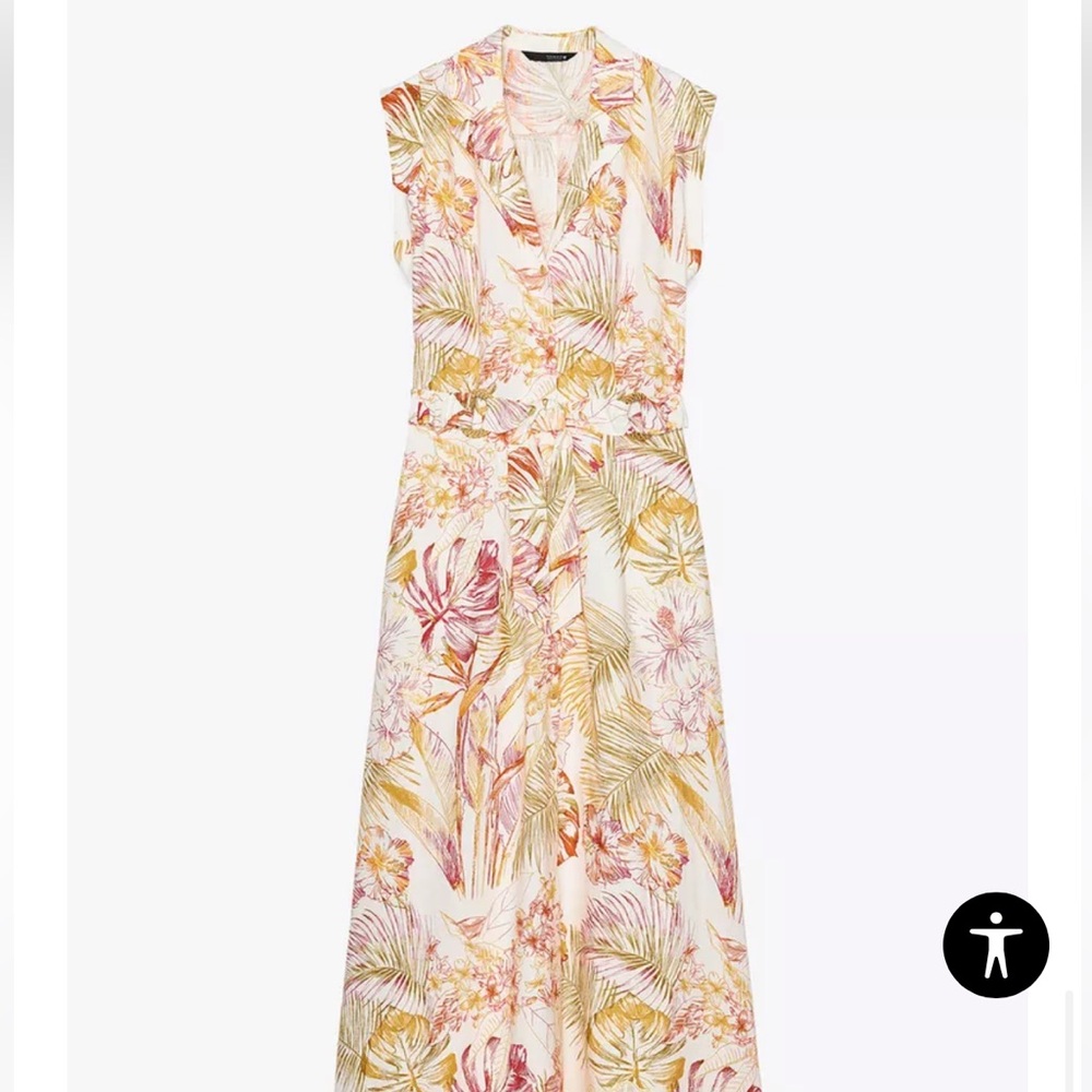 Zara Cream Maxi Sundress with V-Neck and Cap Sleeves